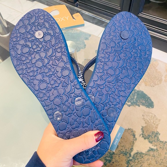 Navy Roxy Flip-Flops - Picture 7 of 7